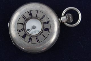 Vintage Gents Stamped.  935 Silver Half Hunter Pocket Watch Hand - Wind (91g)