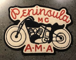 Vintage Large 1950s California Peninsula Motorcycle Club A.  M.  A Jacket Back Patch