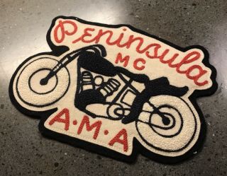 Vintage Large 1950s California Peninsula Motorcycle Club A.  M.  A Jacket Back Patch 3