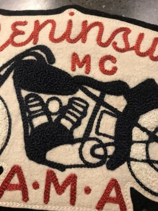 Vintage Large 1950s California Peninsula Motorcycle Club A.  M.  A Jacket Back Patch 5