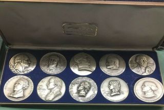 The Hall Of Fame For Great Americans At Nyu Silver.  999 - Set Of 10 Very Rare