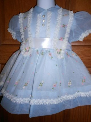 Vtg.  Baby Dress,  Sheer,  Embroidered Sheer Overlay For Baby Or Play Pal Doll Nos
