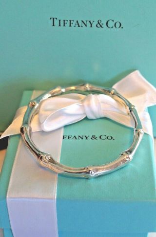 Authentic Vintage Tiffany & Co Sterling 925 Silver Bamboo Bangle Oval Bracelet