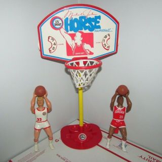 Vintage Michael Jordan Horse Basketball Hoop Game Toy Figures Ohio Art Lil Sport