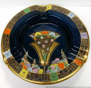 Vintage Carlton Ware Egyptian Fan 3696 Art Deco Porcelain Enamel Ashtray