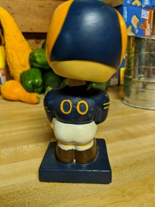 Vintage NFL LOS ANGELES RAMS BOBBLEHEAD,  NODDER,  BOBBLE HEAD WOOD BASE L.  A. 5