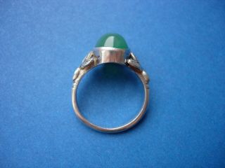 Vintage Arts & Crafts Silver Chrysoprase Ring,  Bernard Instone? UK Size M 1/2 5
