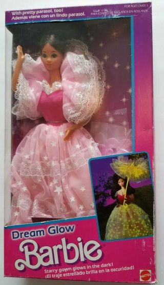 Rare Hispanic Dream Glow Barbie Vintage 1647 Mattel Starry Gown Glows Nrfb