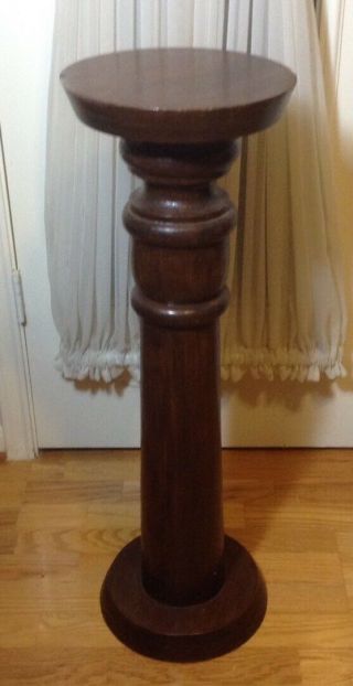 Vintage Wooden Pedestal Plant Stand 31 " Tall