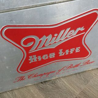 Vintage Hipster Miller High Life Aluminum Beer Picnic Cooler Embossed Champlain 5