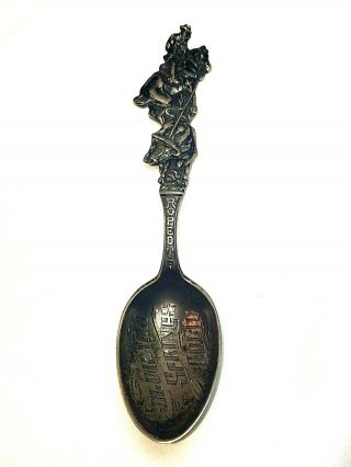 Victorian Sterling Silver Souvenir Spoon Colorado Springs,  Co " Roped Up " Cowboy