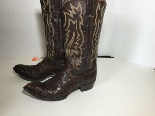 Vintage Justin Men Size 8.  5d Bright Burgandy Full Quill Ostrich Western Boot