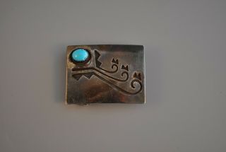 Beautifully Crafted Vintage Navajo Silver Overlay Belt Buckle - 1.  5 " X 1.  8 "
