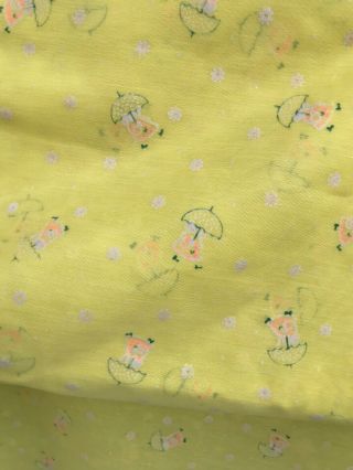 2 1/2 Yards Vintage Semi Sheer Girl With Umbrella Yellow Flocked Fabric 3