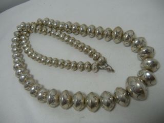 Vintage Sterling Silver Navajo Pearls Bead Necklace 140 Grams