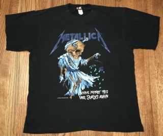 Vintage 1994 Metallica And Justice For All Money Pushead Concert Tour Xl Shirt