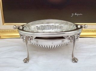 Fine Quality Antique Silver Plated Footed Roll Top Butter/Caviar Dish C1900 4