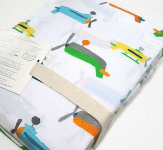 Pottery Barn Kids Multi Color Cotton Asher Vintage Air Plane Queen Sheet Set 5