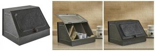 Galvanized Metal Vintage Style Bread Box Storage With Lid Punched Star Design 3