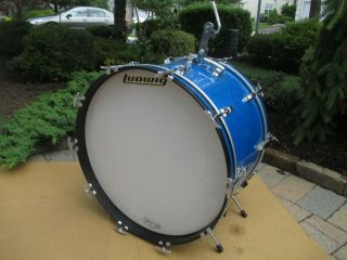 Vintage Ludwig 14 X 22 Bass Drum Blue Sparkle Keystone Vintage 1966