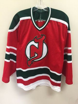 Vintage Jersey Devils Ccm Maska Nhl Hockey Jersey Mens Green Red Christmas