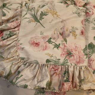 Vintage Ralph Lauren Full Queen Duvet Cover Therese Cotton 3 Shams Roses Iris 3