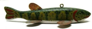 Jay Mcevers Muskie Hand Signed Folk Art Fish Spearing Decoy Old Ice Fishing Lure
