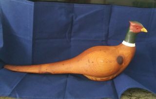 Vintage French Broad River Decoy Company Pheasant Hunting Carved Wood Glass Eye