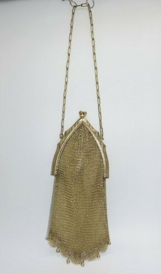 Fancy Antique Victorian Edwardian Gold Chain Mail Mesh Purse Evening Bag W&d
