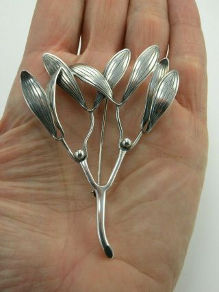 Anton Michelsen Denmark Am Rougie Sterling Silver Brooch Pin Leaves Plant