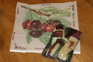 RARE EHRMAN KAFFE FASSETT Cherries TAPESTRY NEEDLEPOINT KIT VINTAGE ROWAN 4