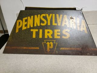 Pennsylvania Tire Stand Sign Vintage Metal Garage Shop Decor Gas Oil Man Cave