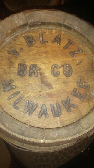 Antique V.  Blatz Br.  Co Prohibition Beer Brewery Bar Wood Keg Barrel Art Sign