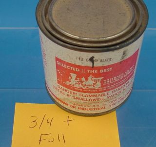 FC2 VINTAGE FLOQUIL R13 8 OUNCE INDUSTRIAL CAN GRIMY BLACK RAILROAD PAINT READ 2