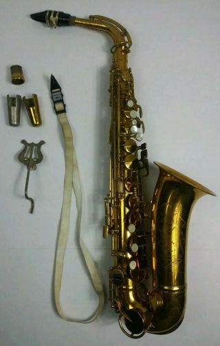 Vtg Old Brass Cleveland Alto Saxophone By H.  N.  White Co.  King W/ Gorby Case Ohio