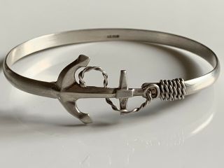 Vintage Hallmarked Unusual Sterling Silver Ship Anchor Bangle 15.  1g