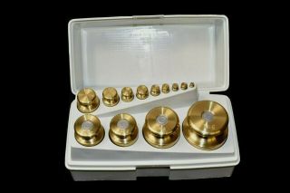 Vintage Ohaus Sto - A - Weigh Brass Scale Weights 13 - Piece Set 1g - 1kg Range