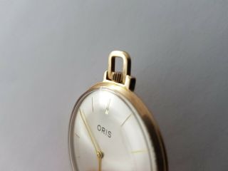 Vintage Oris 1950 ' S Gold Plated Gents Pocket Watch Rare 4