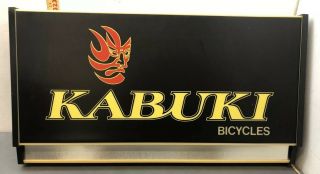 Kabuki Bicycles Lighted Sign Advertising Vintage 26”x14” 1970’s Rare Bike