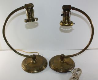 Vintage Chase Brass Half - Circle Desk Lamp 1930s Art Deco Machine Age