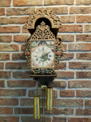 Vintage Dutch Warmink Frisian Mermaid Wall Clock (stoelklok,  8 Days Movement)