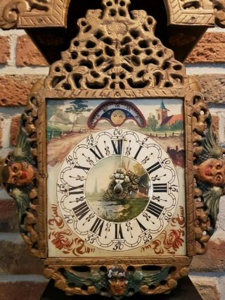 Vintage Dutch Warmink Frisian Mermaid Wall Clock (Stoelklok,  8 Days movement) 3