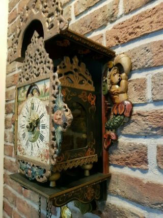 Vintage Dutch Warmink Frisian Mermaid Wall Clock (Stoelklok,  8 Days movement) 6