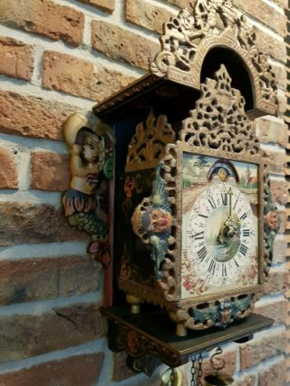 Vintage Dutch Warmink Frisian Mermaid Wall Clock (Stoelklok,  8 Days movement) 7
