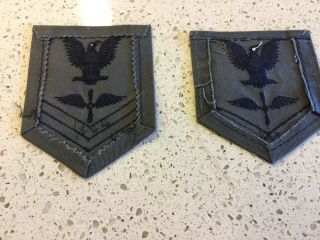 2 WWII US Navy Gray Aviation Patches 1944 Dated 2