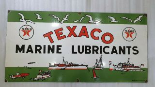 Texaco Marine Lubricants 36 X 18 Inches Vintage Enamel Sign