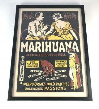 Vintage “marihuana” Poster,  1967.  Professionally Framed.