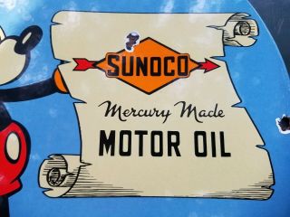Vintage Sunoco gas Oil Mickey Mouse Disney 12 In.  Porcelain sign 4