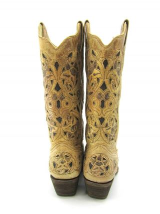 CORRAL VINTAGE A1970 ANTIQUE SADDLE BRUSHED LEATHER WESTERN COWGIRL BOOTS 8.  5 8