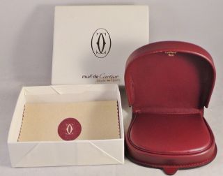 Nos Vintage Must De Cartier 2c Logos Coin Case Wallet Purse Leather Box
